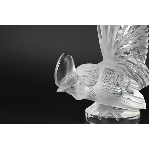 438 - A Lalique France glass cockerel, 20.5 cm, etched script mark