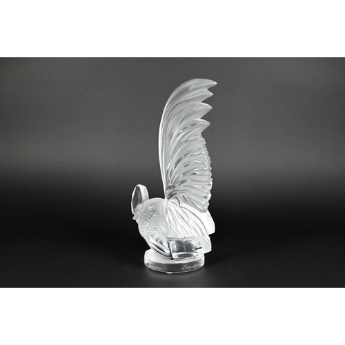 438 - A Lalique France glass cockerel, 20.5 cm, etched script mark