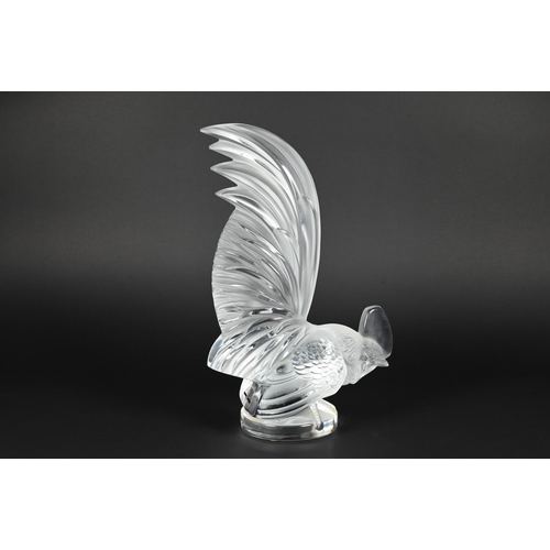 438 - A Lalique France glass cockerel, 20.5 cm, etched script mark