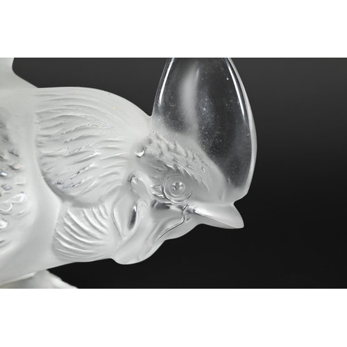 438 - A Lalique France glass cockerel, 20.5 cm, etched script mark