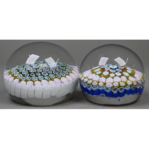 439 - Six various millefiori cane glass paperweights 9-4cm diameter (6)