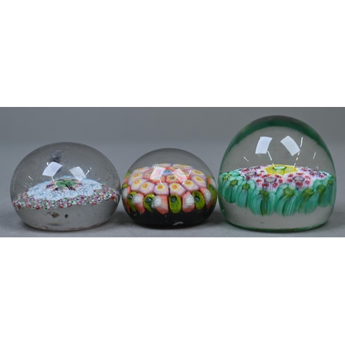 439 - Six various millefiori cane glass paperweights 9-4cm diameter (6)