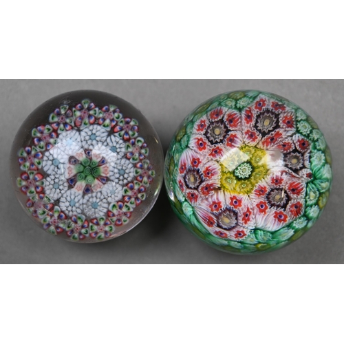 439 - Six various millefiori cane glass paperweights 9-4cm diameter (6)