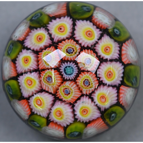 439 - Six various millefiori cane glass paperweights 9-4cm diameter (6)