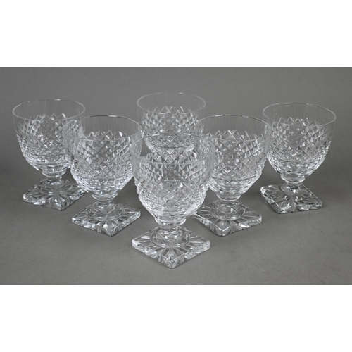 441 - A set of six Regency style glass rummers with hobnail-cut decoration, on waisted stems and star-cut ... 