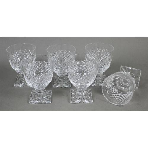 441 - A set of six Regency style glass rummers with hobnail-cut decoration, on waisted stems and star-cut ... 