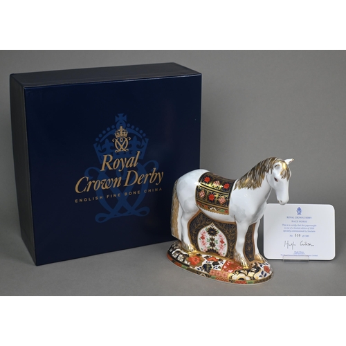 447 - A boxed Royal Crown Derby large paperweight 'Appleby Mare' with gold stopper limited edition 933/150... 