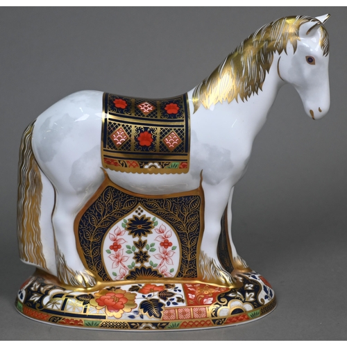 447 - A boxed Royal Crown Derby large paperweight 'Appleby Mare' with gold stopper limited edition 933/150... 