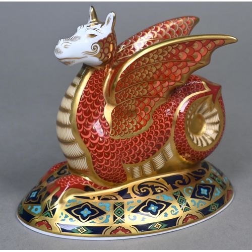 450 - A boxed Royal Crown Derby paperweight, 'The Wessex Wyvern' with gold stopper, no.502/2000, 2004