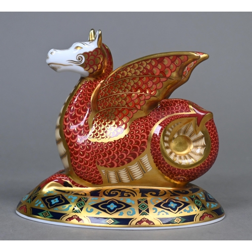 450 - A boxed Royal Crown Derby paperweight, 'The Wessex Wyvern' with gold stopper, no.502/2000, 2004