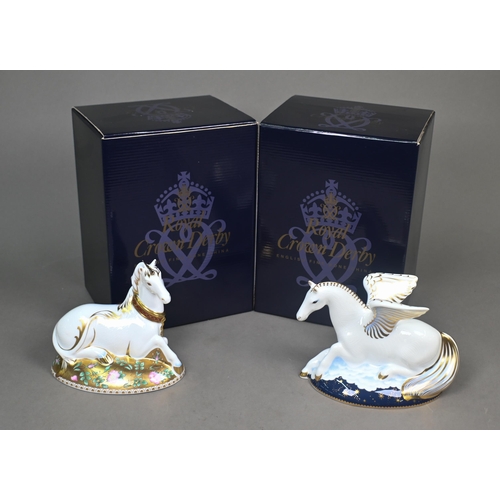 452 - A boxed pair of Royal Crown Derby 'Mythical Beasts' paperweights - 'Pegasus' 267/1750, 2005 and 'Myt... 