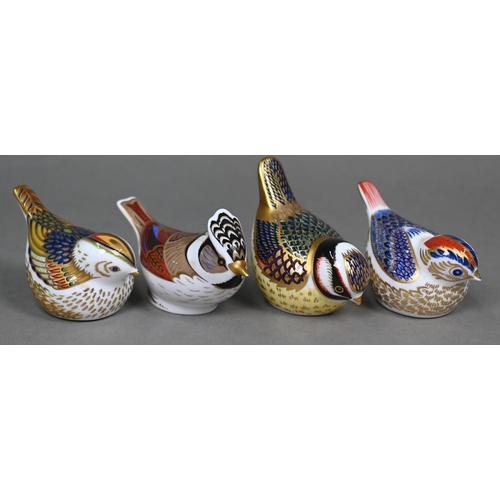 454 - A collection of twelve Royal Crown Derby bird paperweights with gold stoppers, including kingfisher,... 