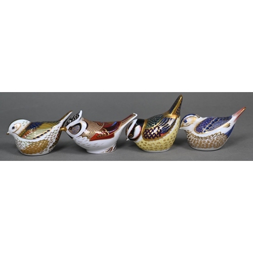 454 - A collection of twelve Royal Crown Derby bird paperweights with gold stoppers, including kingfisher,... 