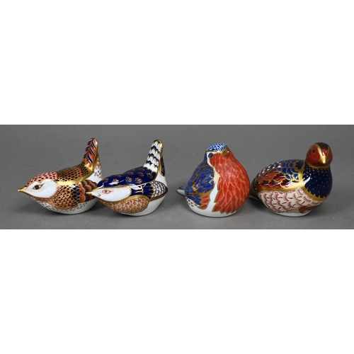 454 - A collection of twelve Royal Crown Derby bird paperweights with gold stoppers, including kingfisher,... 