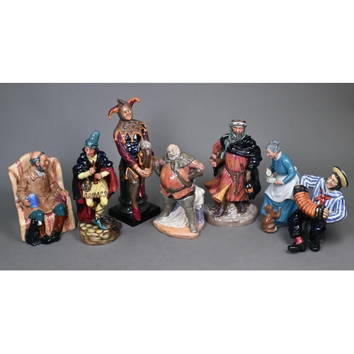 458 - Seven various Royal Doulton figures: 'Jolly Sailor' HN2172, 'Pied Piper' HN2102, 'Uncle Ned' HN2094,... 