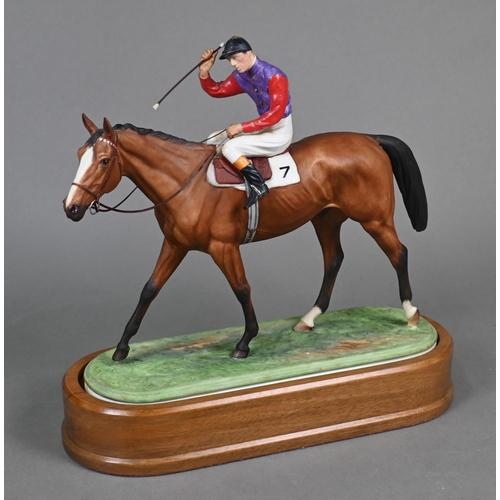 459 - A Royal Worcester equestrian group 'The Winner', designed by Doris Lindner, 1959, 26 x 29 cm, on woo... 