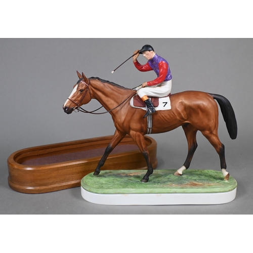 459 - A Royal Worcester equestrian group 'The Winner', designed by Doris Lindner, 1959, 26 x 29 cm, on woo... 