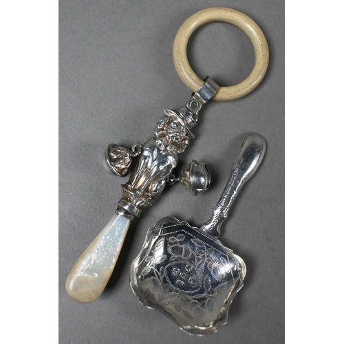 46 - A Regency silver caddy spoon with nail-punch decoration and hollow fiddle handle, John Bettridge, Lo... 