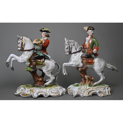 461 - An Unterweissbach (Germany) porcelain set of processional figures, depicting a hawking expedition, w... 