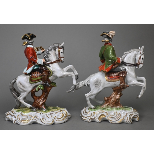 461 - An Unterweissbach (Germany) porcelain set of processional figures, depicting a hawking expedition, w... 