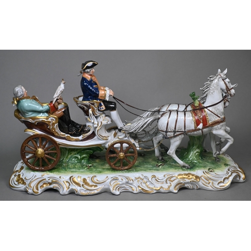 461 - An Unterweissbach (Germany) porcelain set of processional figures, depicting a hawking expedition, w... 