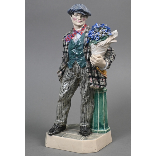 469 - A Charles Vyse Chelsea pottery figure, 'The Cinneraria Boy', blue painted 'CV (monogram) Chelsea 192... 