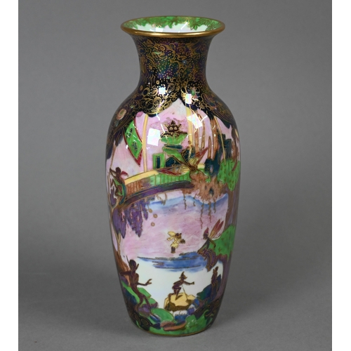 476 - A Daisy Makeig-Jones for Wedgwood Fairyland lustre vase, painted and gilded with fairies in a coasta... 