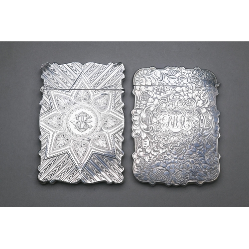 48 - An early Victorian silver visiting card case with engraved decoration, Taylor & Perry, Birmingha... 