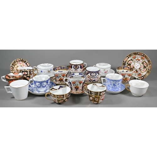 498 - A collection of ten various Royal Crown Derby moustache cups and saucers, to/w five other moustache ... 