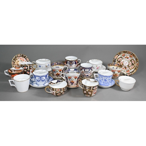 498 - A collection of ten various Royal Crown Derby moustache cups and saucers, to/w five other moustache ... 