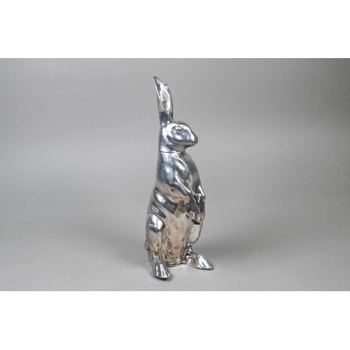 61 - A German silver model of a standing hare, hollow with detachable head (possibly a cocktail shaker), ... 