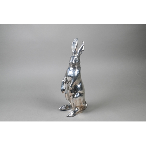 61 - A German silver model of a standing hare, hollow with detachable head (possibly a cocktail shaker), ... 