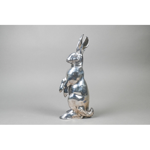 61 - A German silver model of a standing hare, hollow with detachable head (possibly a cocktail shaker), ... 