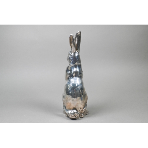 61 - A German silver model of a standing hare, hollow with detachable head (possibly a cocktail shaker), ... 