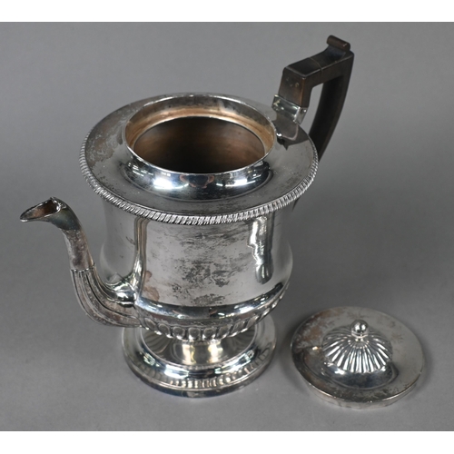 68 - A George III heavy quality silver urn-shaped teapot, the lift-off cover with reeded dome and ball fi... 