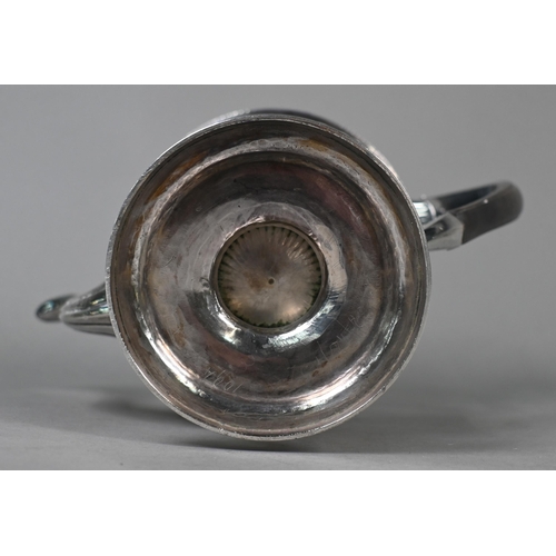 68 - A George III heavy quality silver urn-shaped teapot, the lift-off cover with reeded dome and ball fi... 