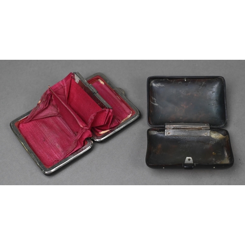 79 - Two pairs of silver and tortoiseshell brushes, Birmingham 1922, to/w two piqué-work coin purses (6)