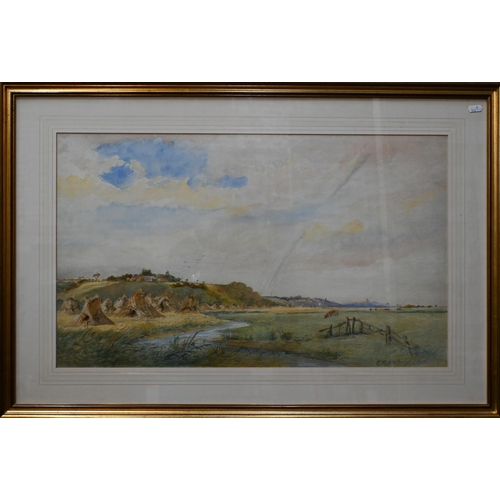 509 - C E Holloway (1838-1897) - Towards Rye, watercolour, signed lower right and dated 1880, 41 x 69 cm