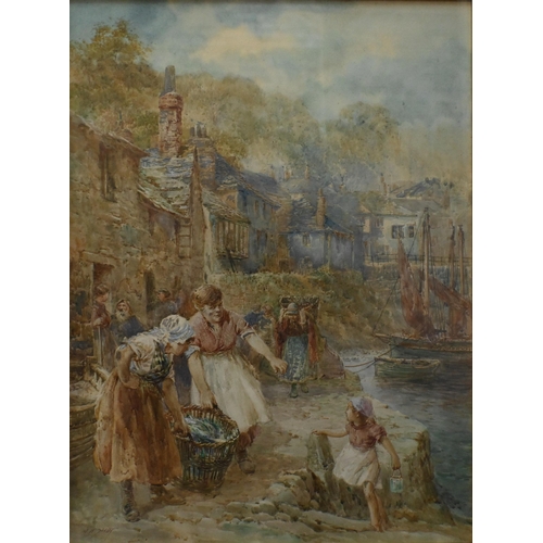 510 - W H Street (1889-1943) - 'Cornish fisher folk', Mousehole, watercolour, signed lower left, 59 x 44 c... 