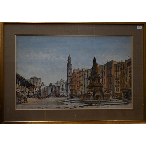 515 - G Cavelli - Two Italian views - 'Perugia', signed and dated 1872 and 44.5 x 37 cm and Piazza del Mer... 