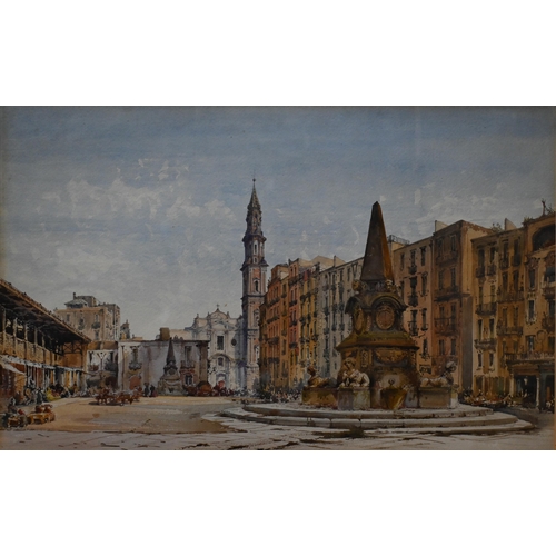 515 - G Cavelli - Two Italian views - 'Perugia', signed and dated 1872 and 44.5 x 37 cm and Piazza del Mer... 