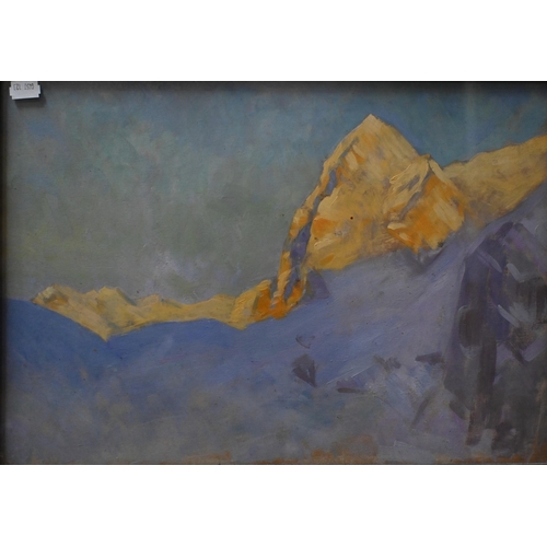 518 - John Crealock (1871-1959) -  A trio of mountain landscapes, circa 1930s, oil on board, and gouache, ... 