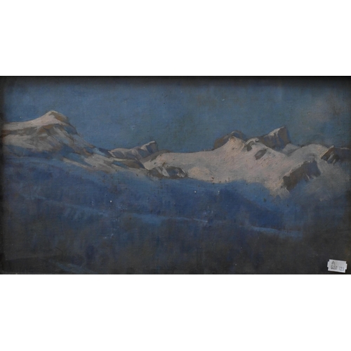 518 - John Crealock (1871-1959) -  A trio of mountain landscapes, circa 1930s, oil on board, and gouache, ... 