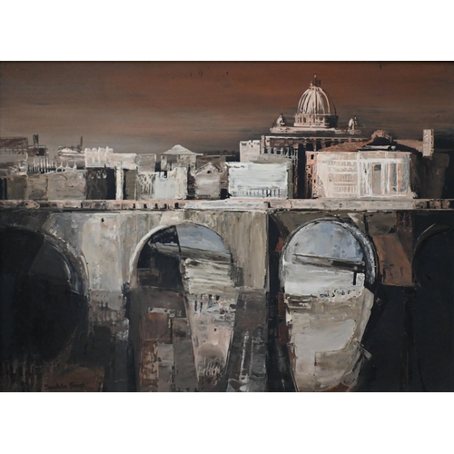 519 - Sushila Singh (1904-99) -  Rome, oil on board, signed lower left, 44 x 59 cm, verso with New Art Cen... 