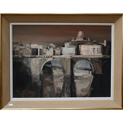 519 - Sushila Singh (1904-99) -  Rome, oil on board, signed lower left, 44 x 59 cm, verso with New Art Cen... 