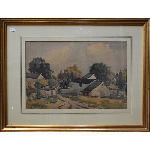 538 - D Grant - 'Farm in Provence', watercolour, signed, 34 x 51 cm