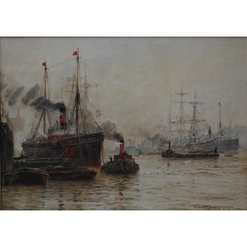 539 - F W Scarborough (1860-1939) - Two watercolours - Blackwall, London and Off Woolwich, London, signed ... 