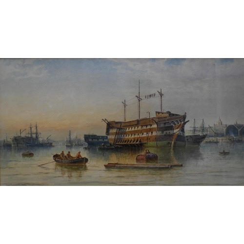 540 - George Gregory (1849-1938) - 'Portsmouth Harbour', watercolour, signed and dated 1901, 28 x 53 cm