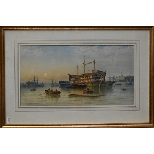 540 - George Gregory (1849-1938) - 'Portsmouth Harbour', watercolour, signed and dated 1901, 28 x 53 cm