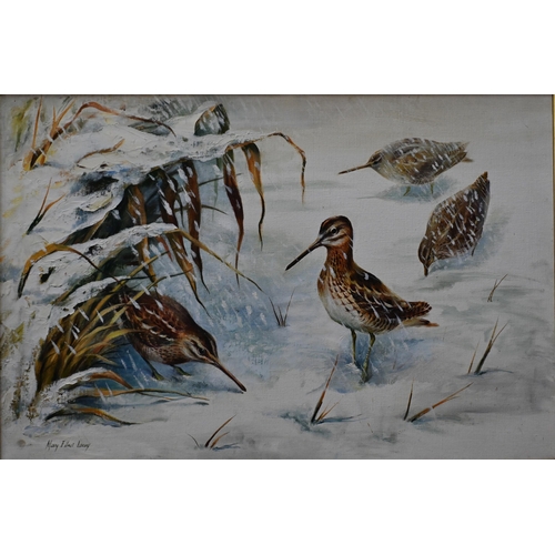 573 - Mary Elliott Lacey (1923-2004) - Woodcock in a snowy landscape, oil on canvas, signed, 49 x 73 cm&nb... 